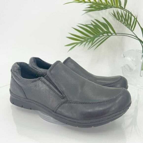 Born BOC Women's Slip On Loafer Size 8 Black Leather Opanka Ankle Flat Shoe - Picture 1 of 14